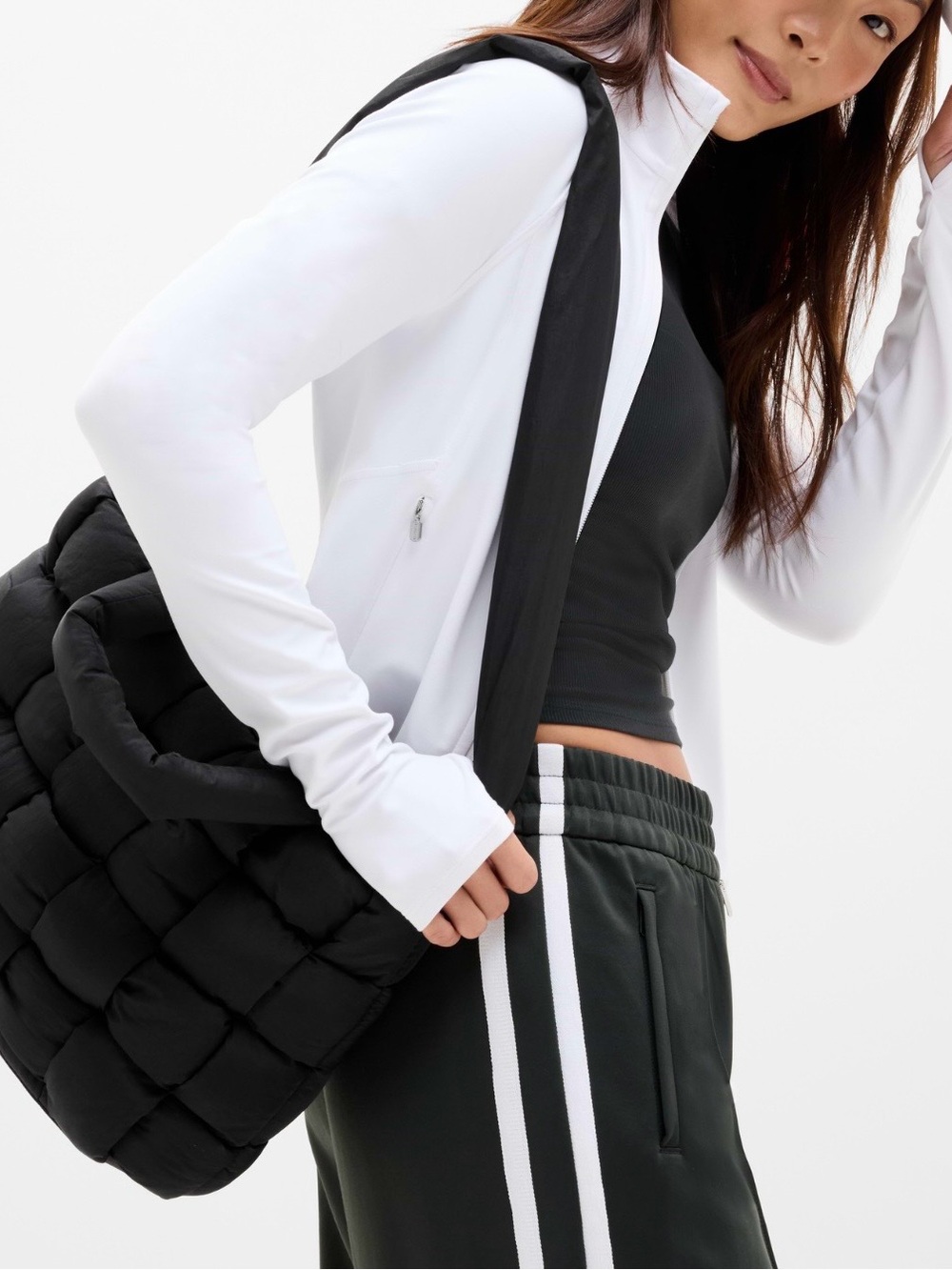 NWT Athleta Woven Square Puff Tote